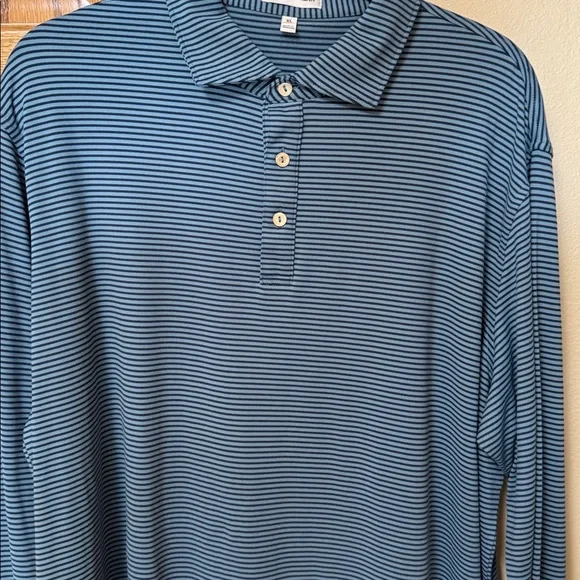 Peter Millar Navy Striped Polo Shirt - Picture 3 of 5